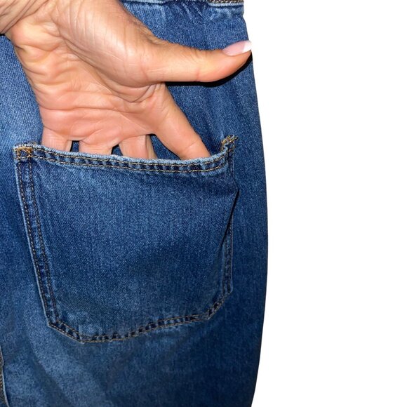 We The Free Jumpsuit Size Large Blue Marci Denim Coveralls Short Sleeve - Picture 6 of 12